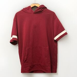 FOREVER 21 Red Pullover‎ Hoodie Striped Sleeves Center Pocket Cotton Men XL
